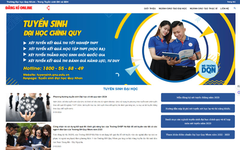 Mẫu website tuyển sinh trình bày khoa học, logic